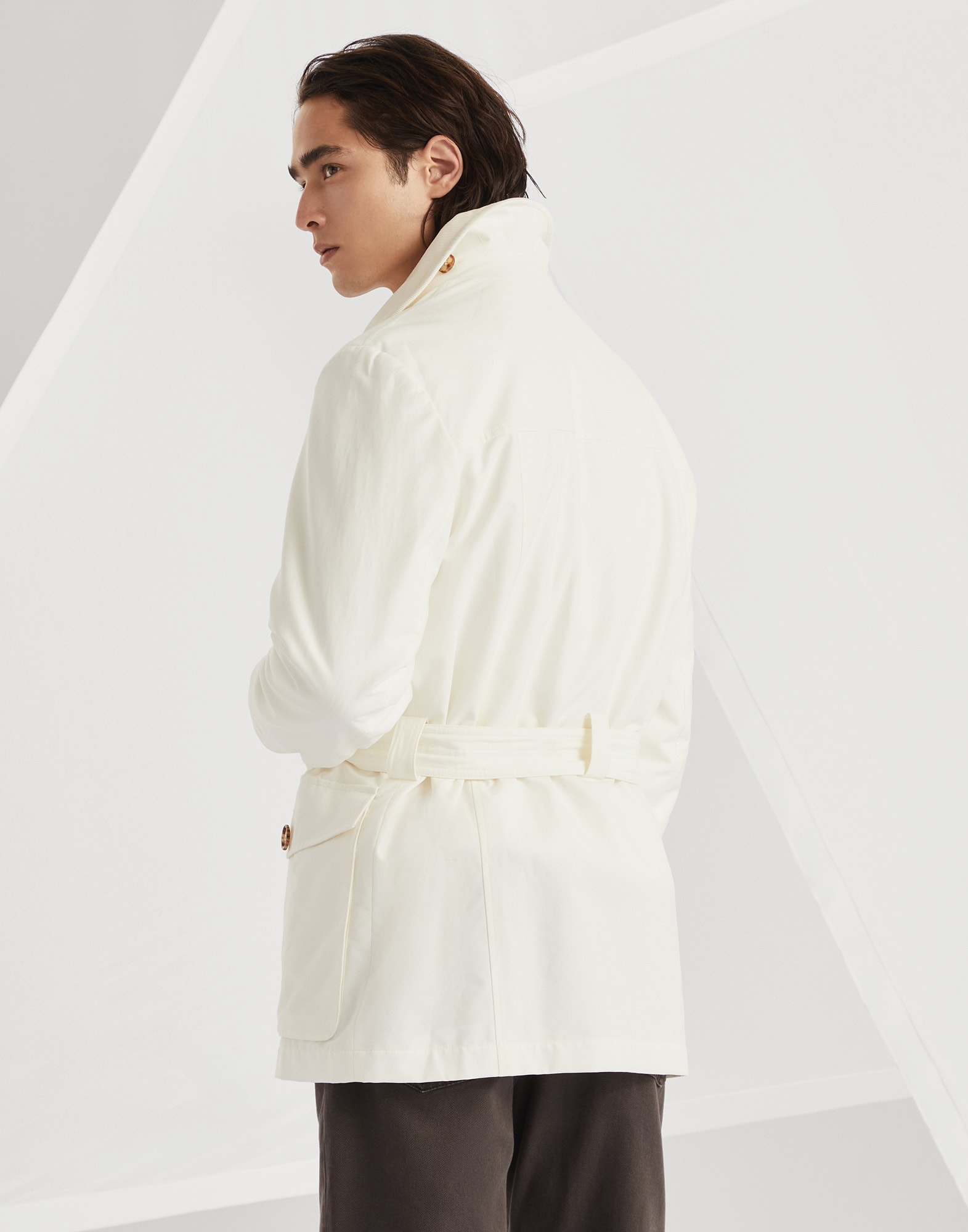 Water-resistant techno cotton gabardine belted parka - 2
