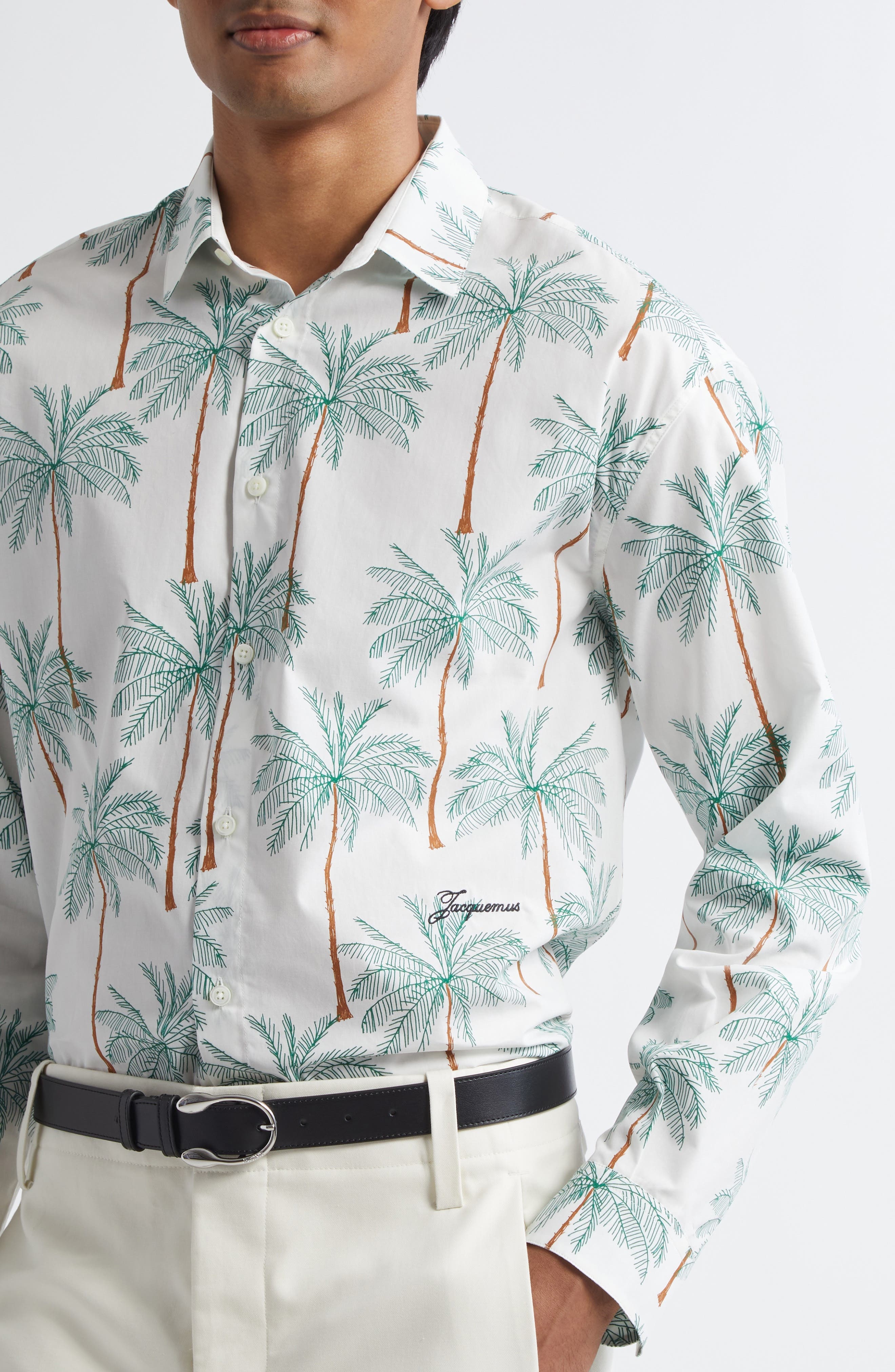 Jacquemus La Chemise Simon Button-Up Shirt in Print Palmtrees Drawing 9By at Nordstrom - 5