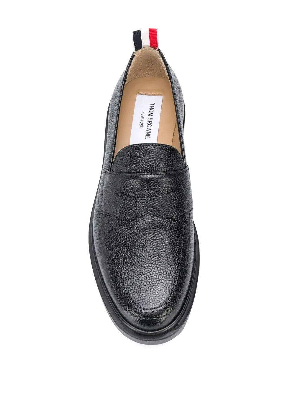 grained leather penny loafers - 4