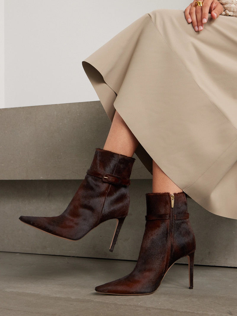 Gianvito Rossi Linsay 95 Buckled Calf Hair Ankle Boots outlook