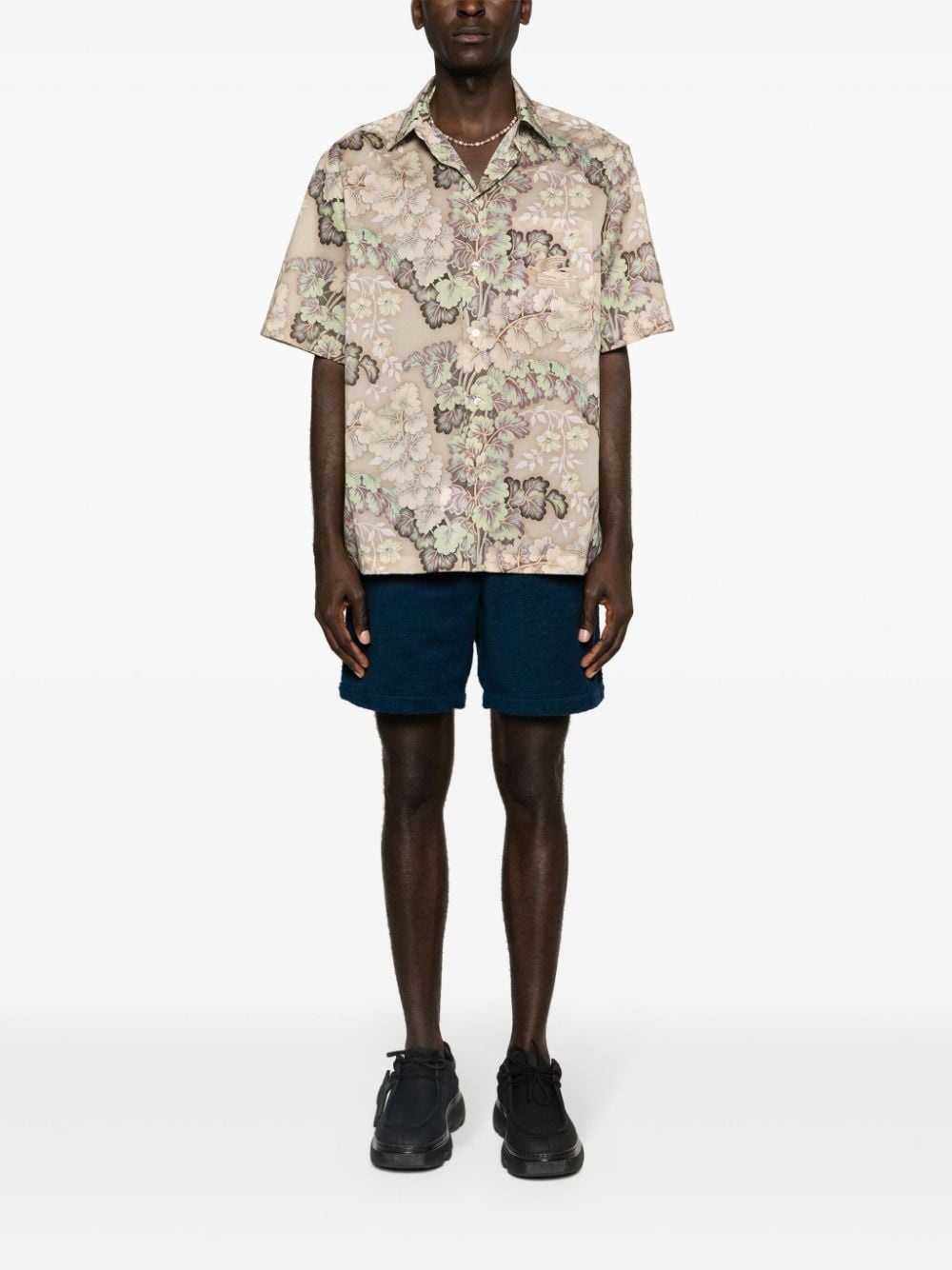 Pegaso-embroidered floral-motif shirt - 2
