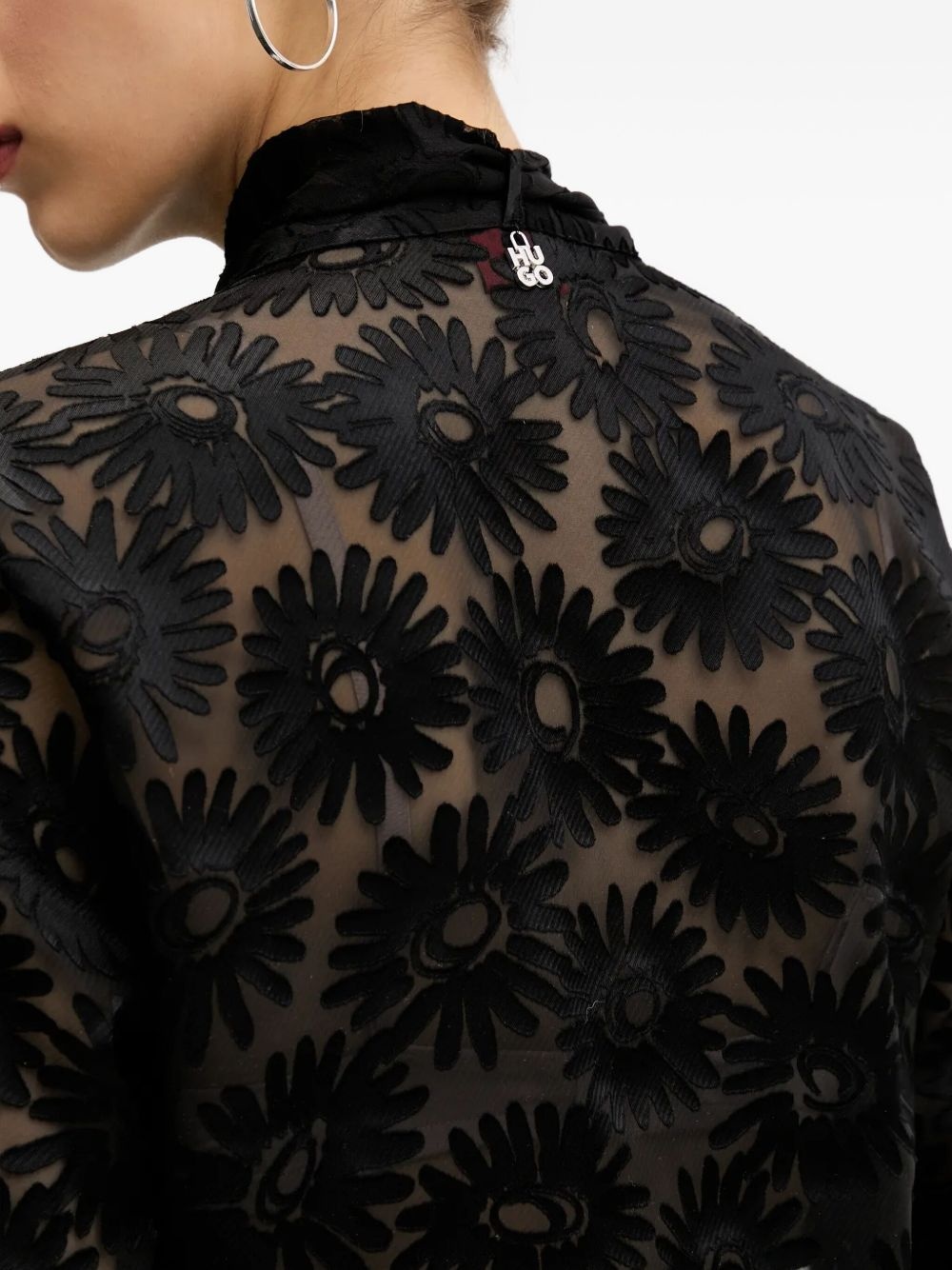 floral-print tie-neck shirt - 5