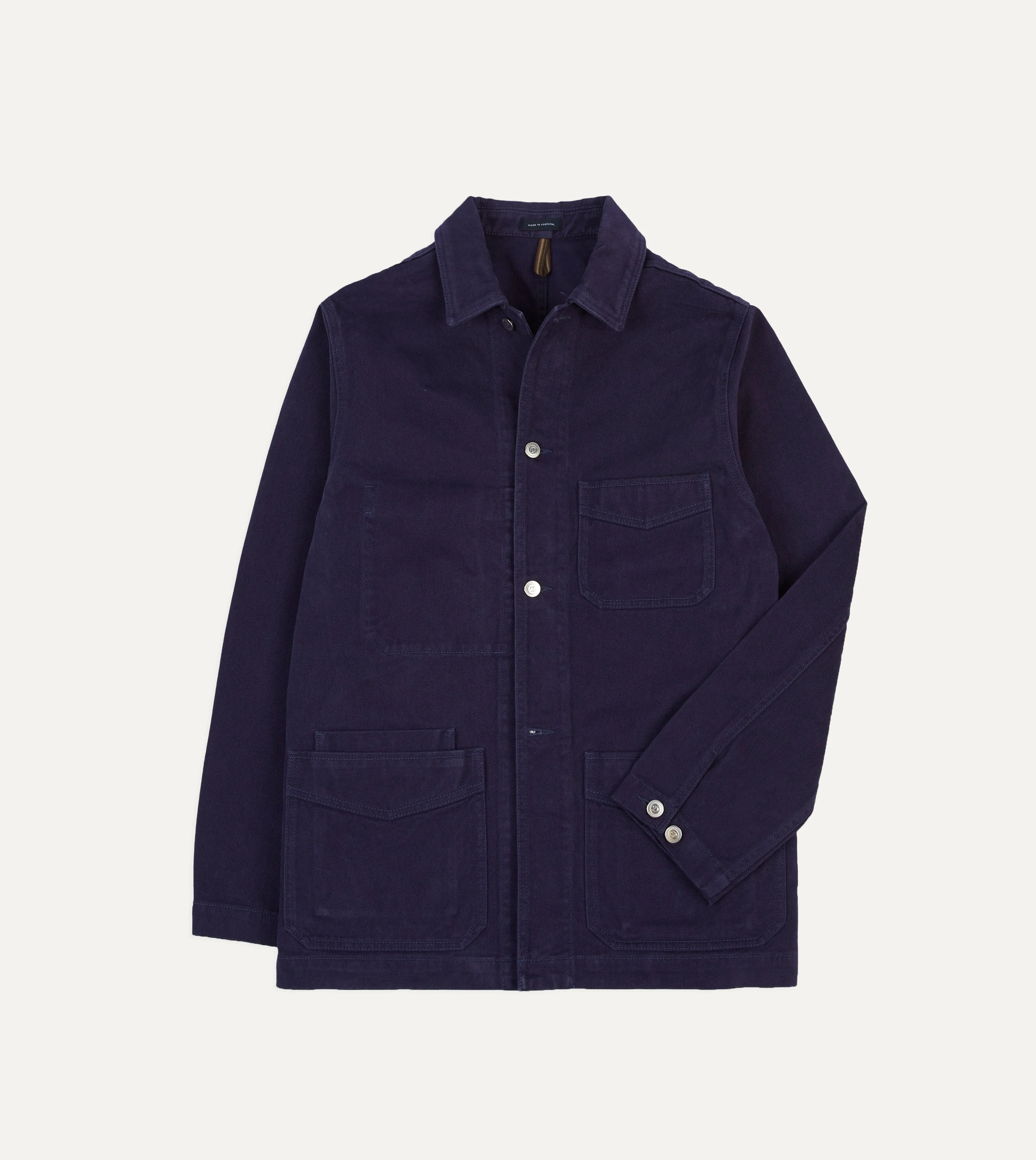 French Blue Heavy Twill Cotton Five-Pocket Chore Jacket - 1