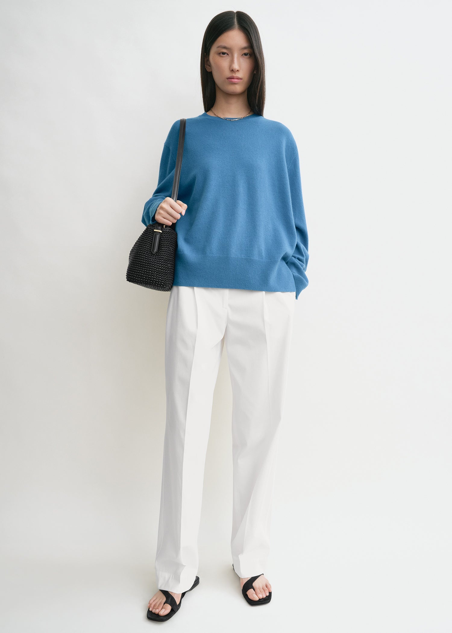 Crew-neck cashmere knit azure - 2