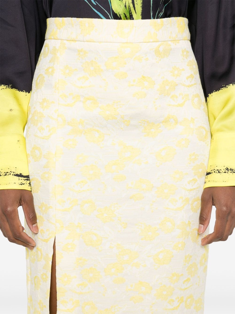 floral-jacquard midi skirt - 5