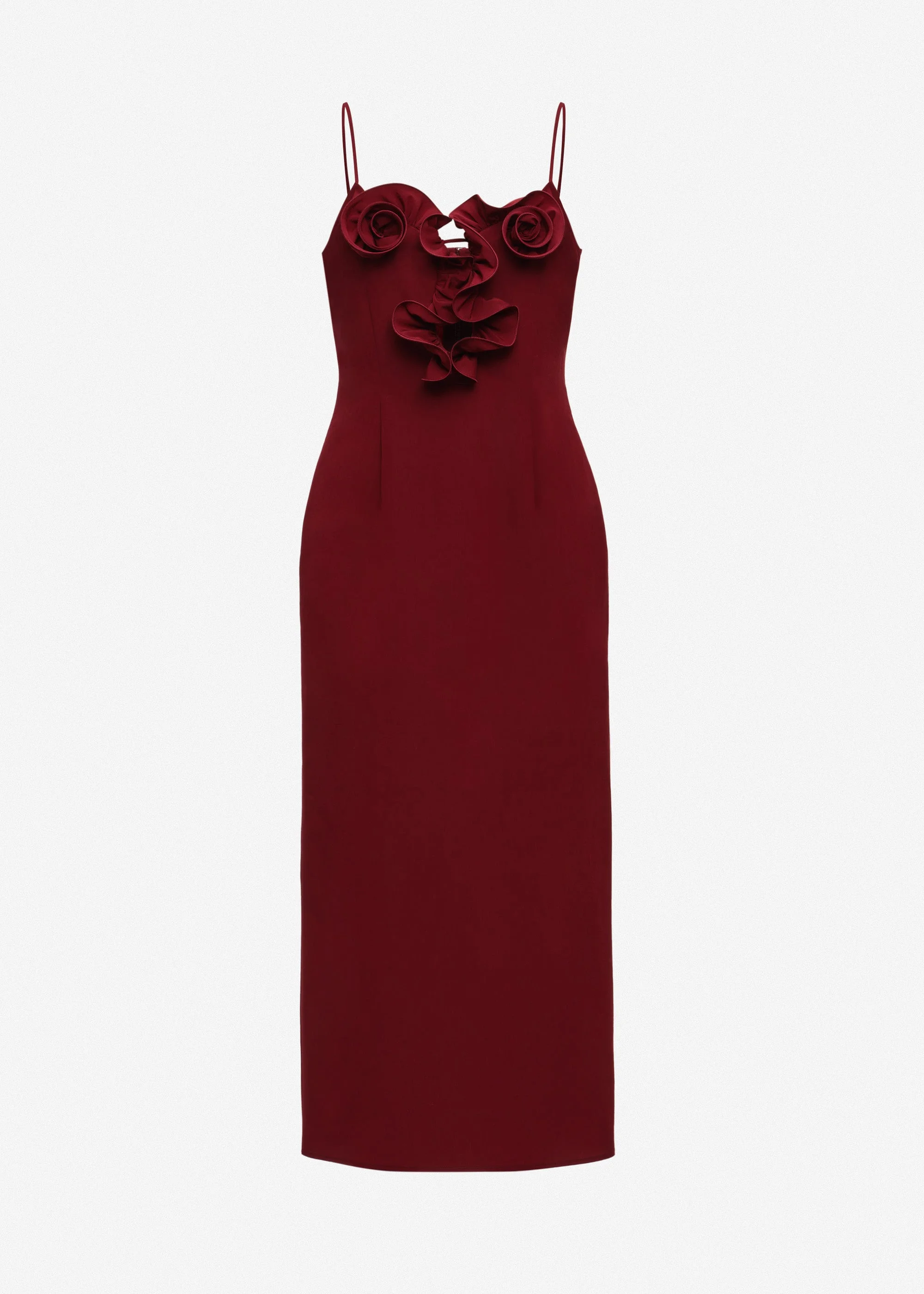 Cotton and silk flower-detail midi beach dress in burgundy - 1