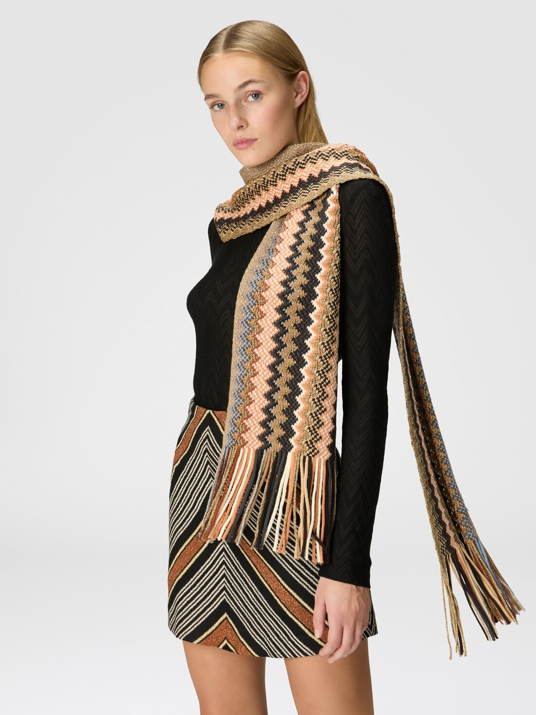 Wool and viscose lamé scarf - 3