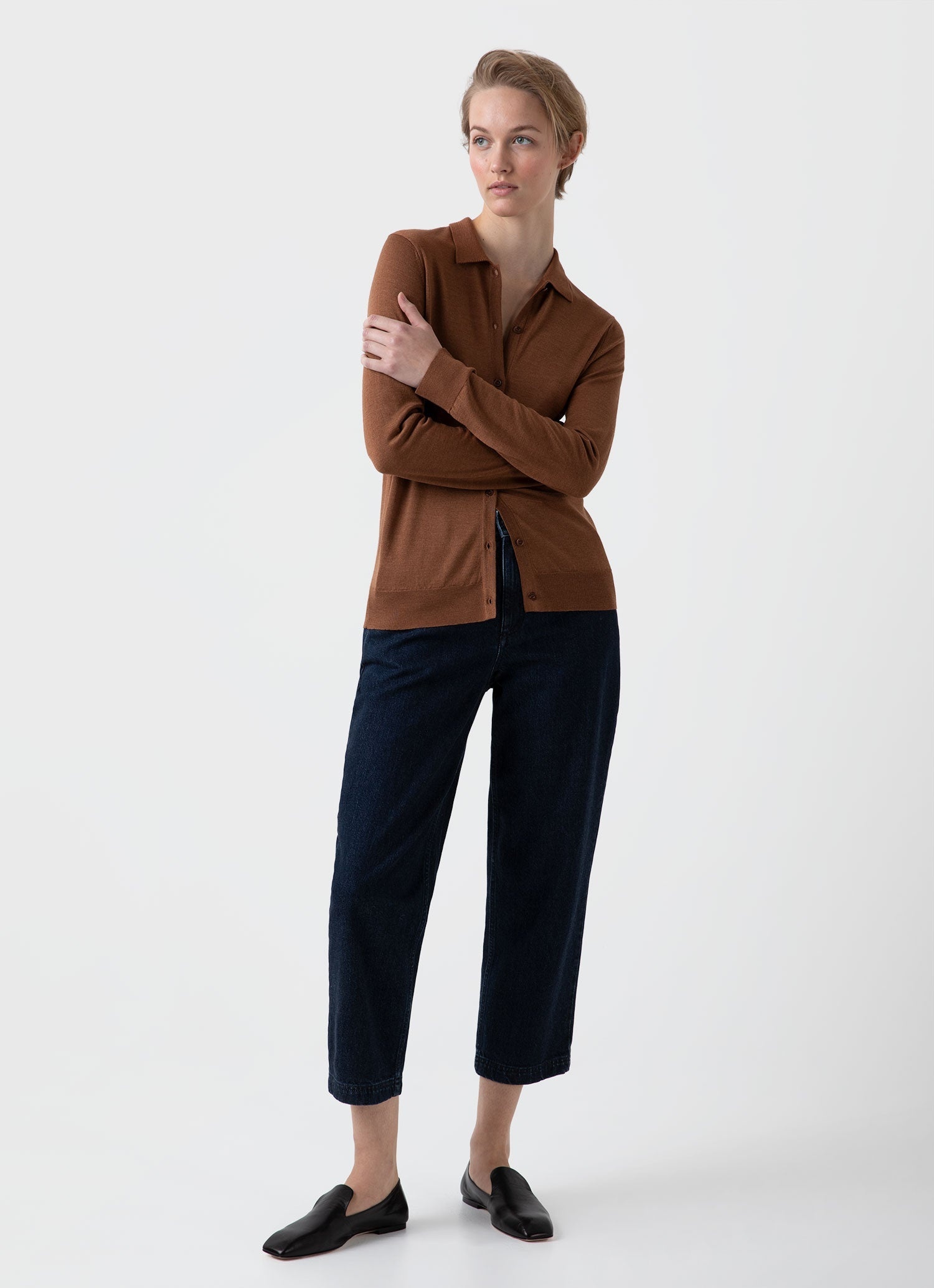 Merino Silk Collar Cardigan - 3