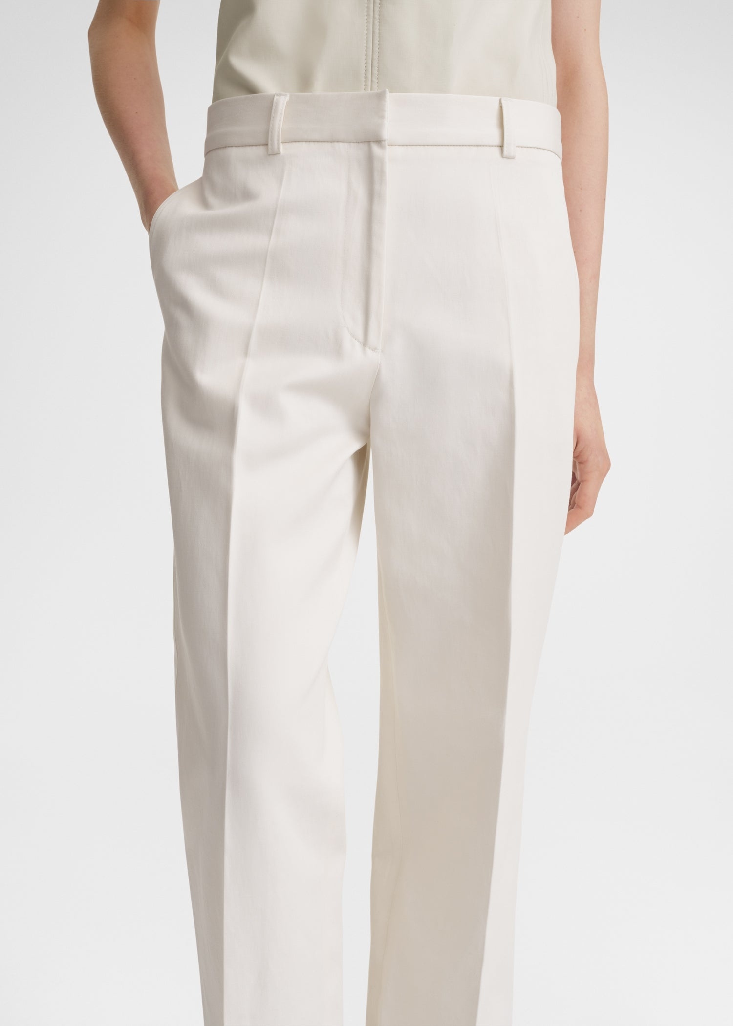 Straight satin trousers ecru - 5