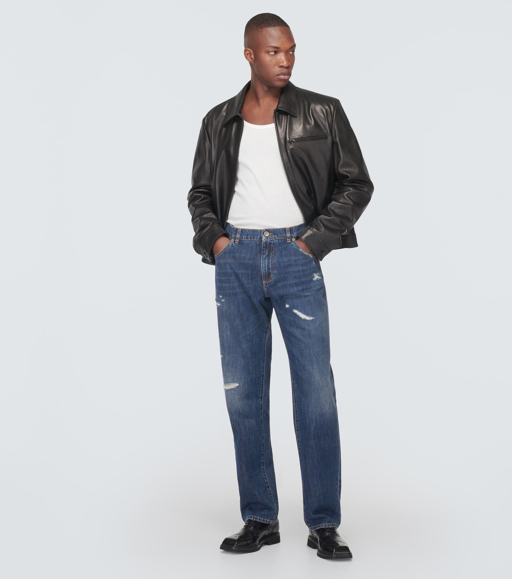 Distressed straight jeans - 2