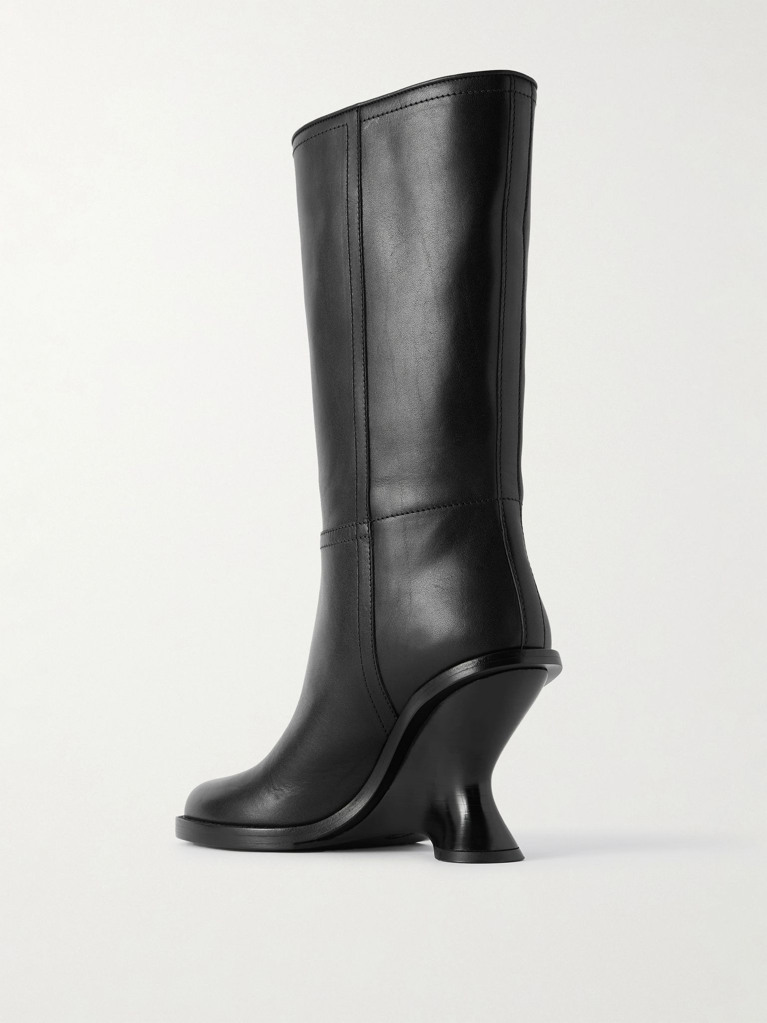 Leather wedge boots Black - 3