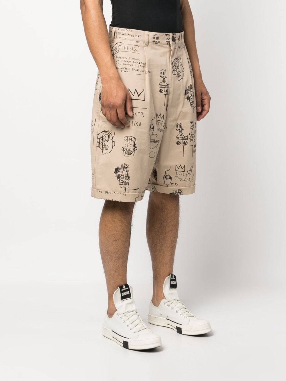 hand-drawn-print wide-leg shorts - 3