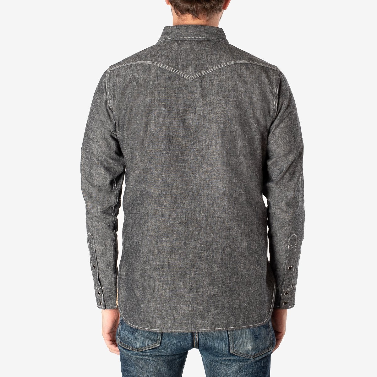10oz Selvedge Chambray Single Yoke Western Shirt - Black - 3