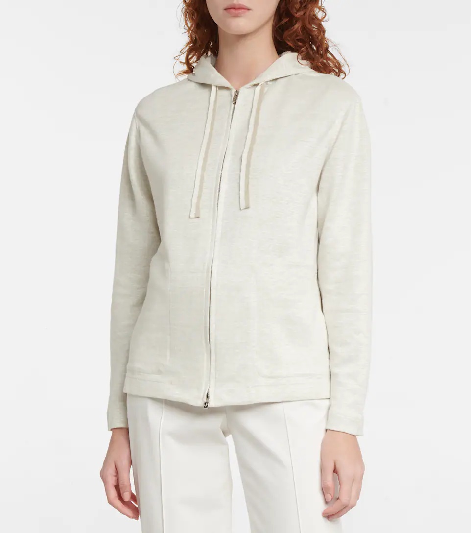 Zip-up linen jersey hoodie - 5