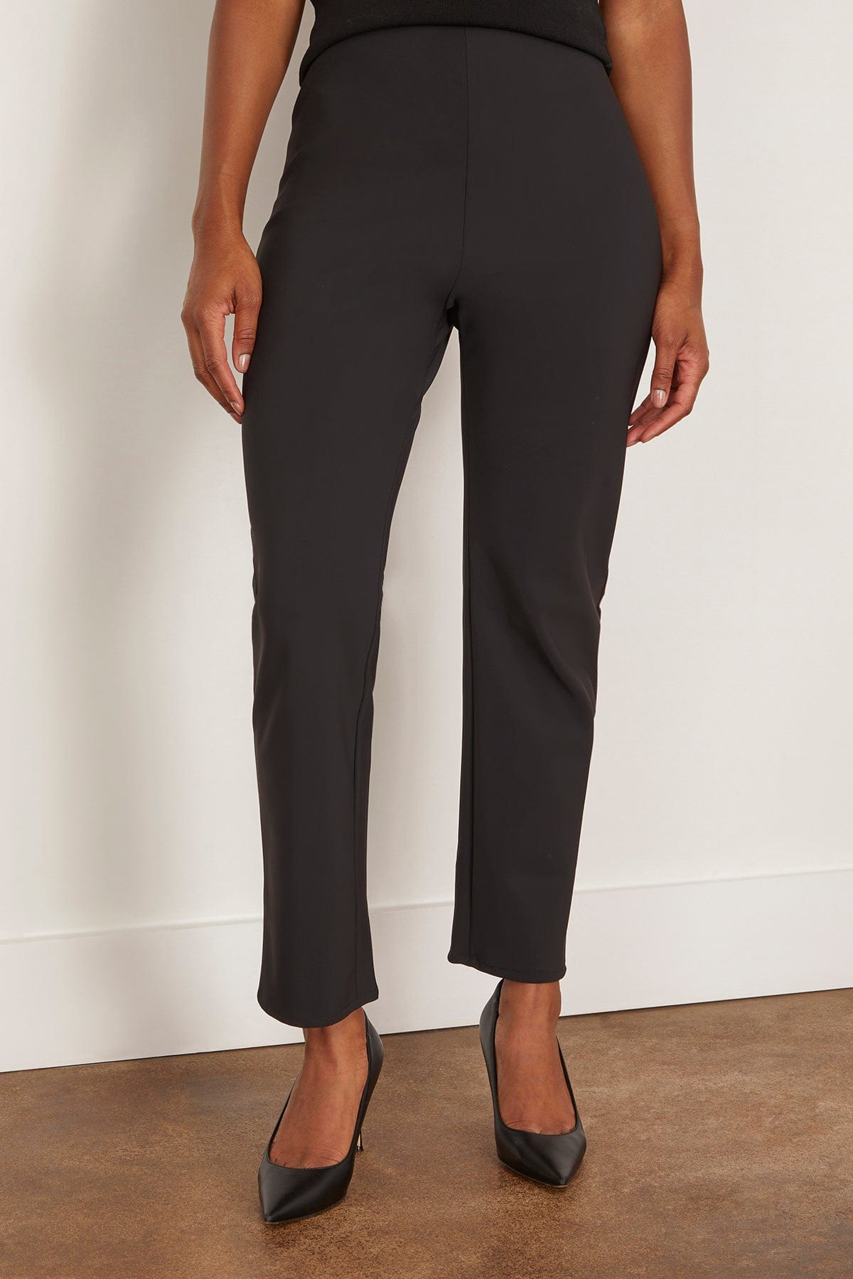 Cigarette Leg Scuba Trousers in Black - 3
