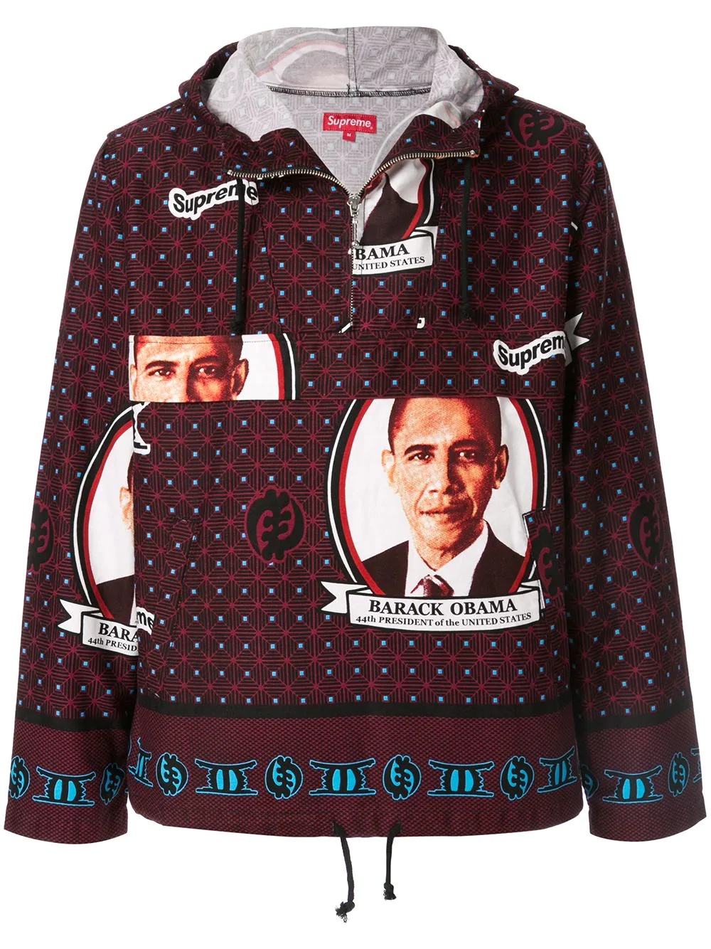 Obama-print hooded jacket - 1