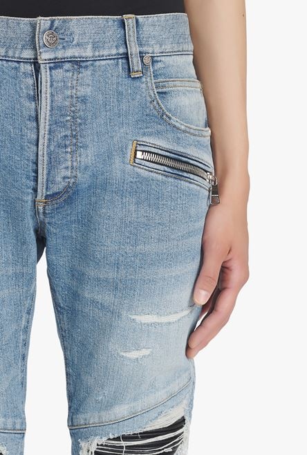 Slim cut ripped blue cotton jeans - 6