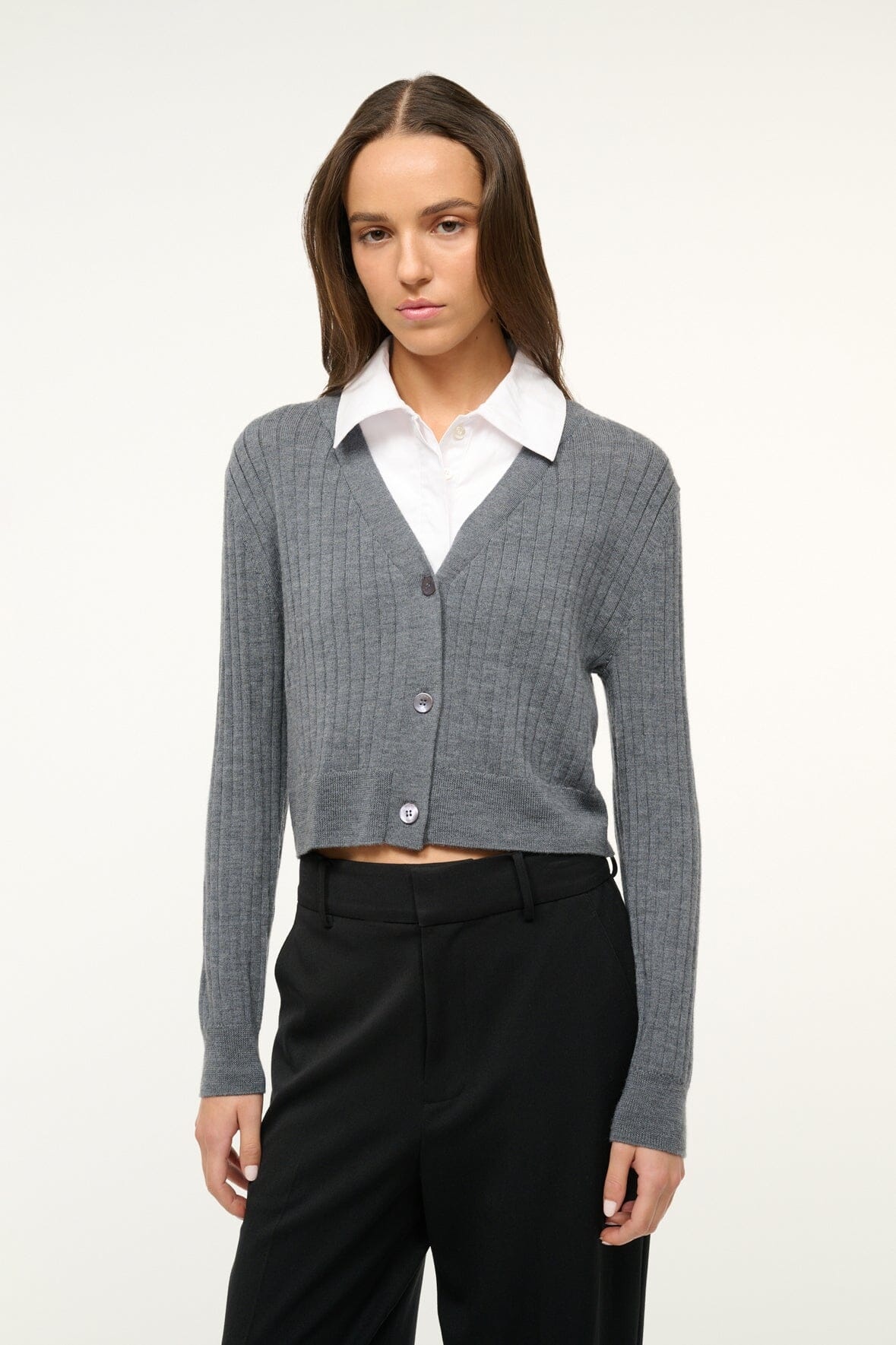 STAUD WALLIS SWEATER CHARCOAL WHITE - 2