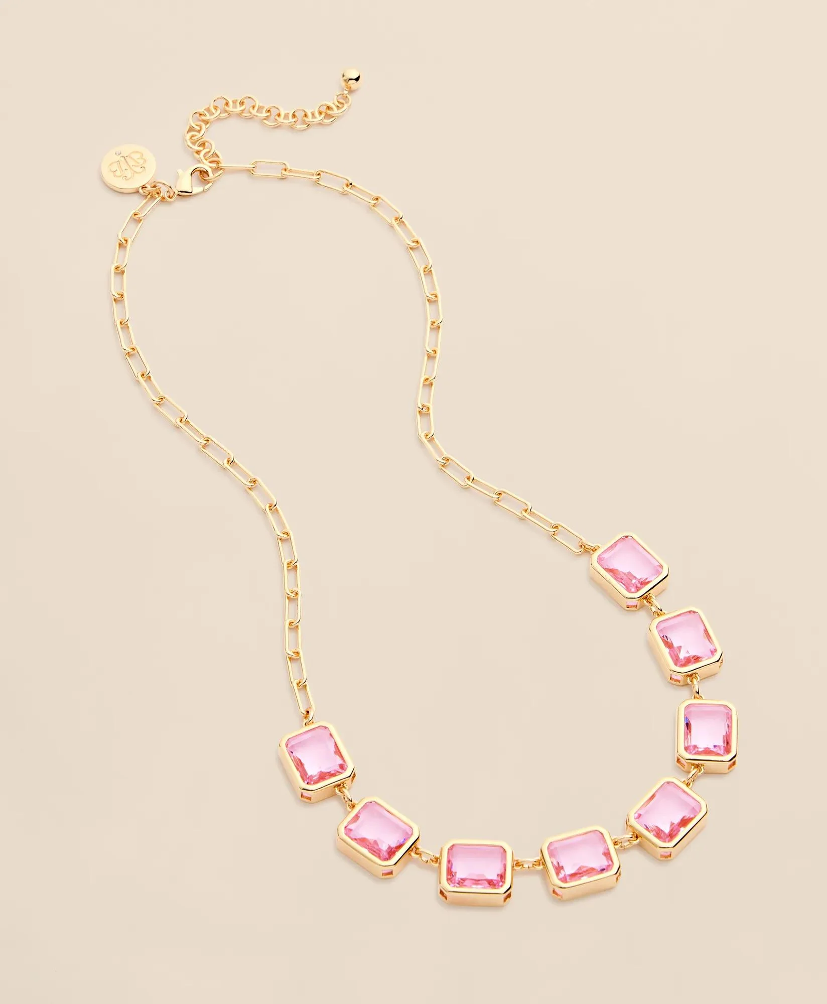 Gold-Tone Pink-Stone Collar Necklace - 1