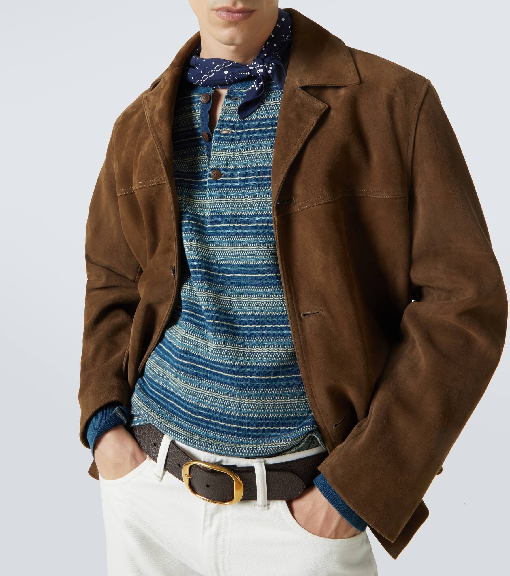 Cotton jacquard Henley shirt - 5