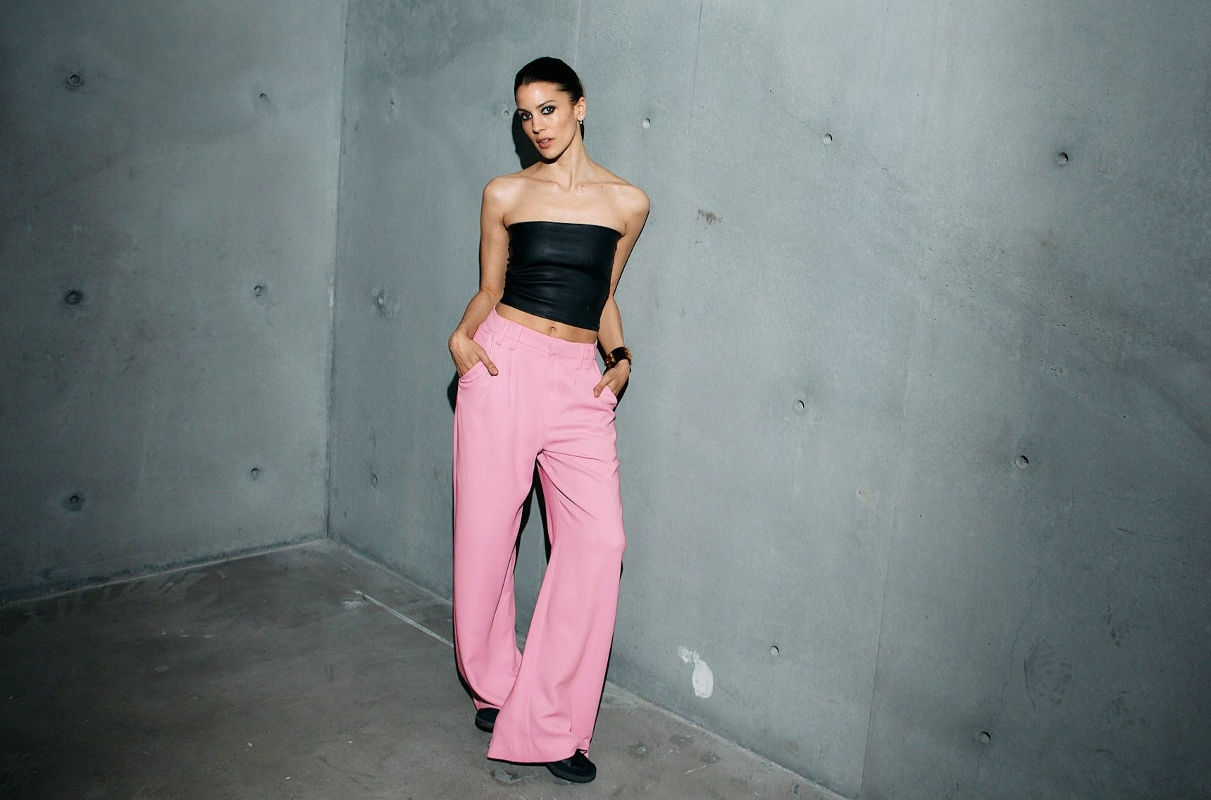 ROSE CREPE PLEATED TROUSERS - 4
