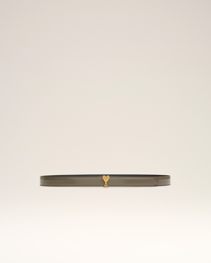 AMI Paris BROWN GLAZED LEATHER AMI DE COEUR BUCKLE 25 MM BELT outlook