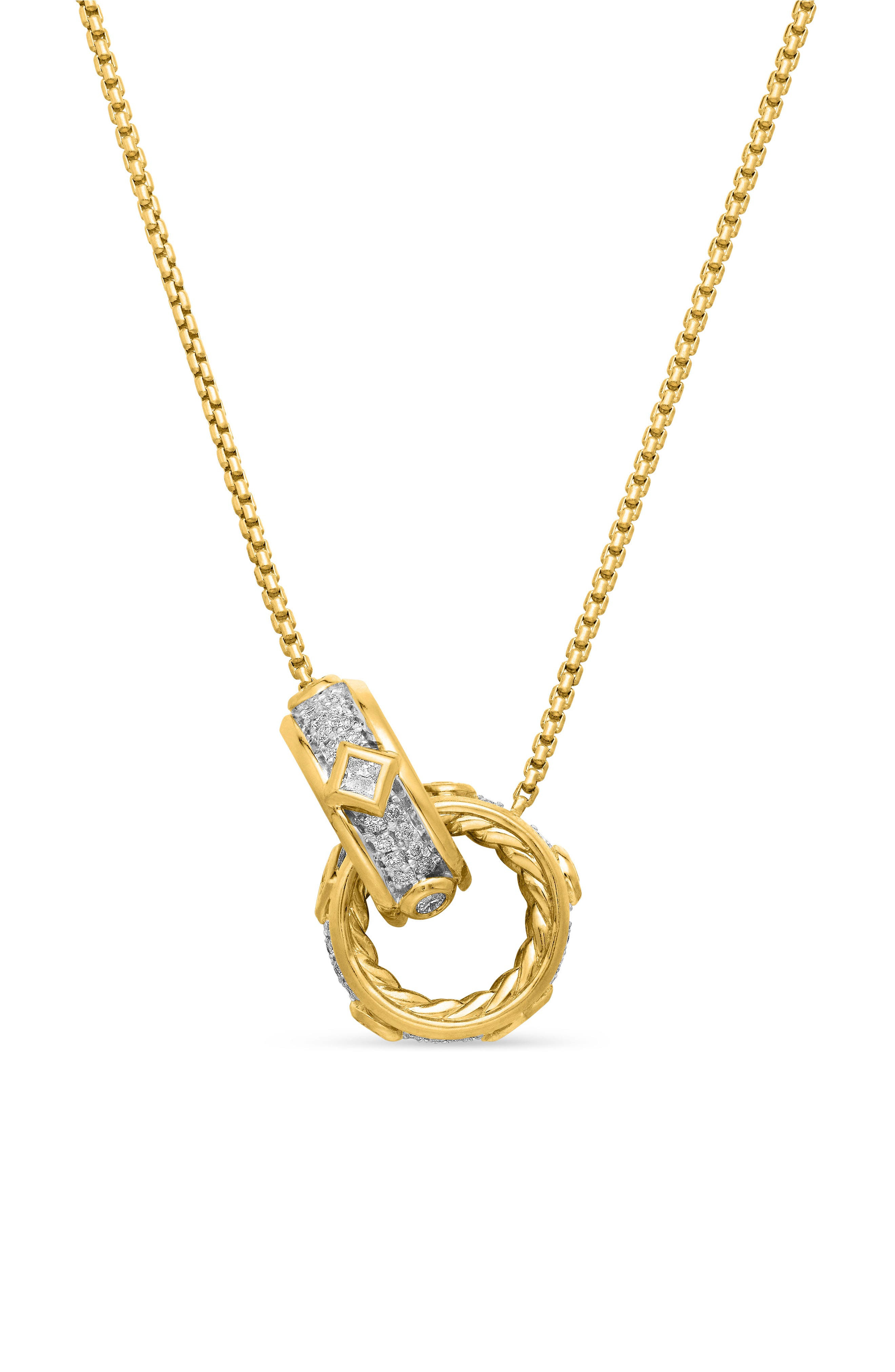 David Yurman Modern Renaissance Double Pendant Necklace in 18K Yellow Gold with Full Pavé Diamonds a - 6