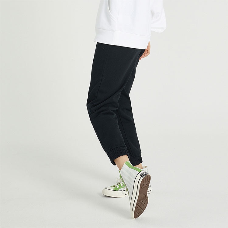 (WMNS) Converse Solid Color Lacing Bundle Feet Sports Pants/Trousers/Joggers Dark Black 10022965-A03 - 4