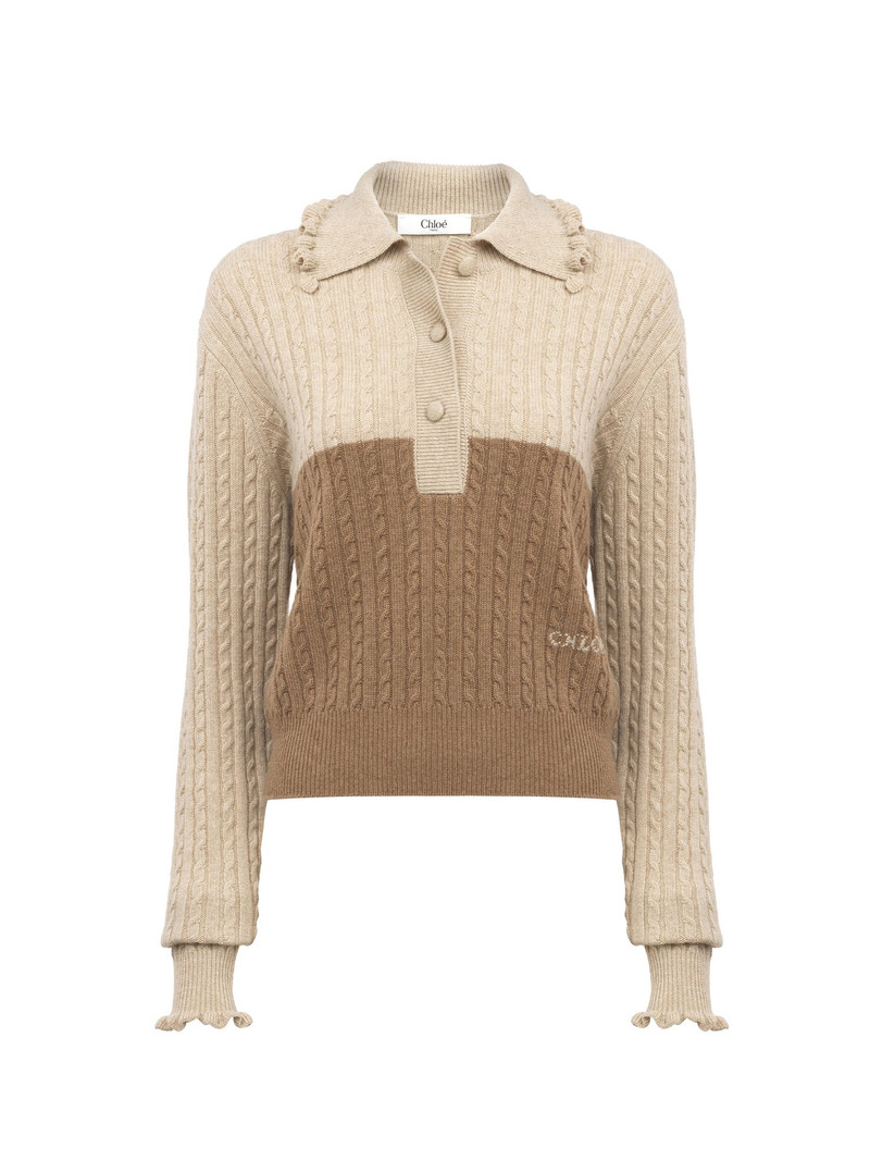 COLLAR SWEATER IN A WOOL & CASHMERE KNIT 1