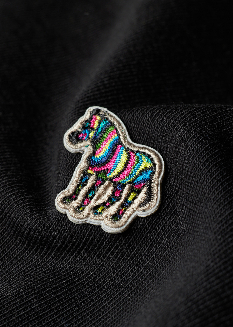 Paul Smith Black Cotton Zip-Front Zebra Logo Hoodie outlook