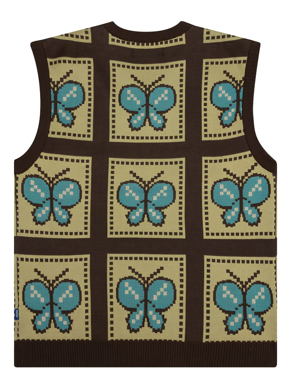 butterfly-pattern v-neck vest - 2
