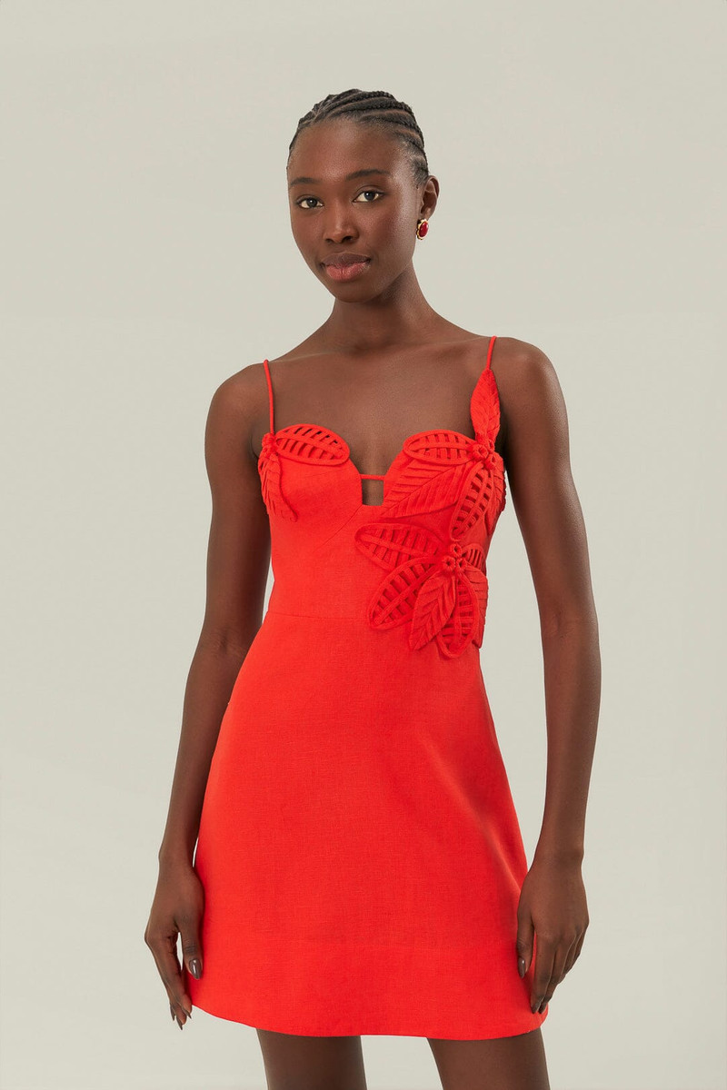 Red 3D Flower Bodice Mini Dress 1