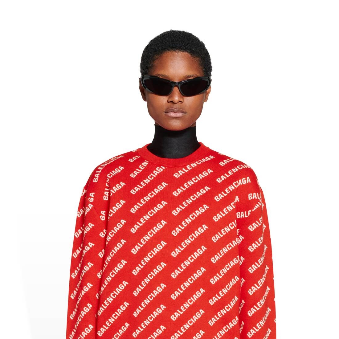 Women's Mini Allover Logo Sweater in Red - 6