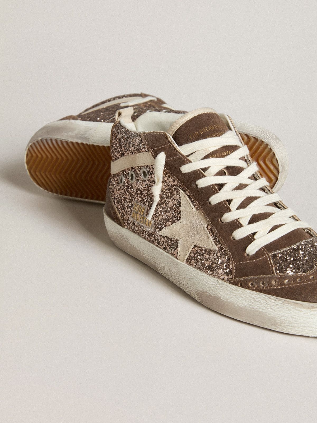 Women's Mid Star in glitter with pearl suede star and brown suede inserts - 3