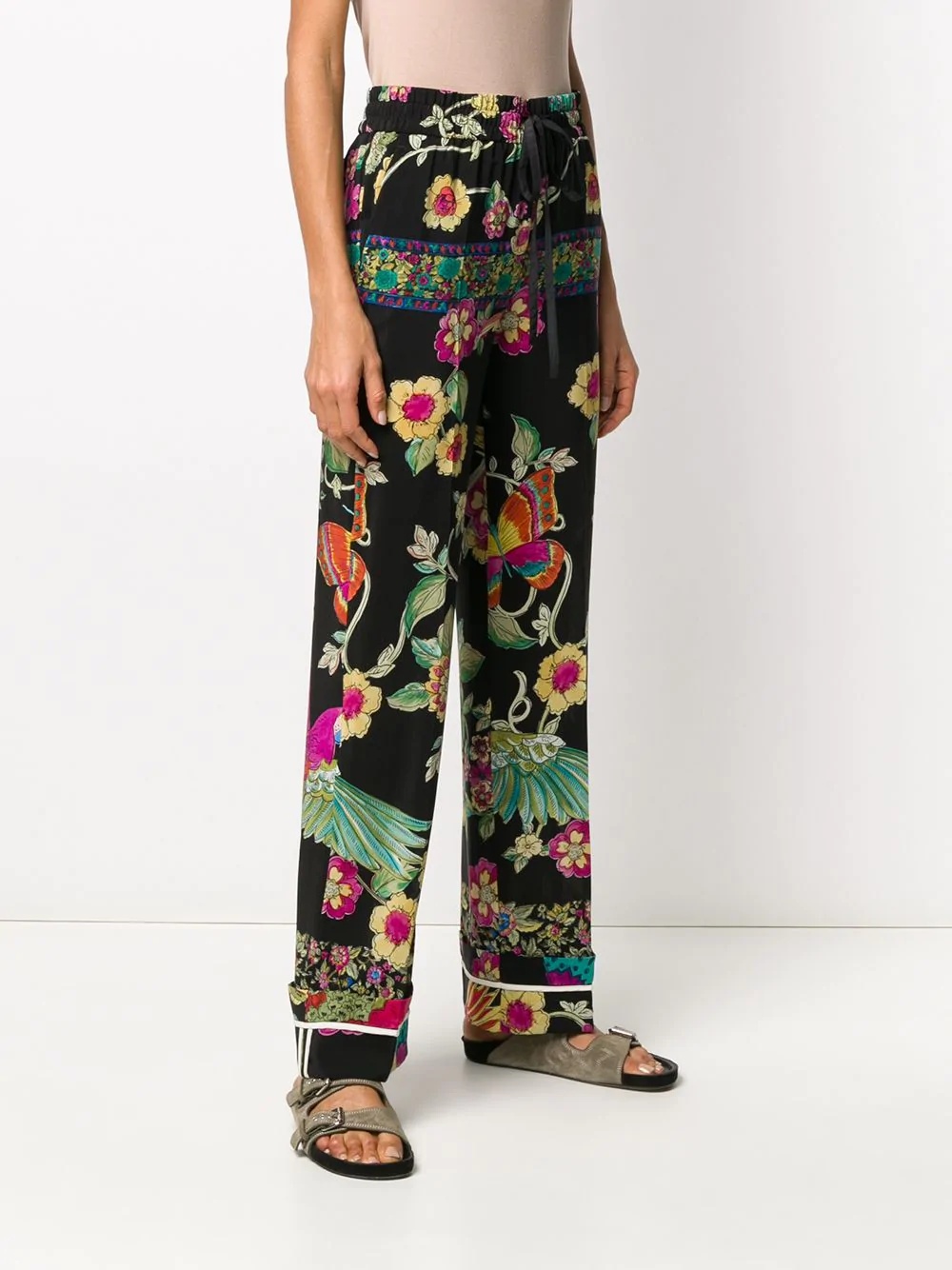 floral straight-leg trousers - 3