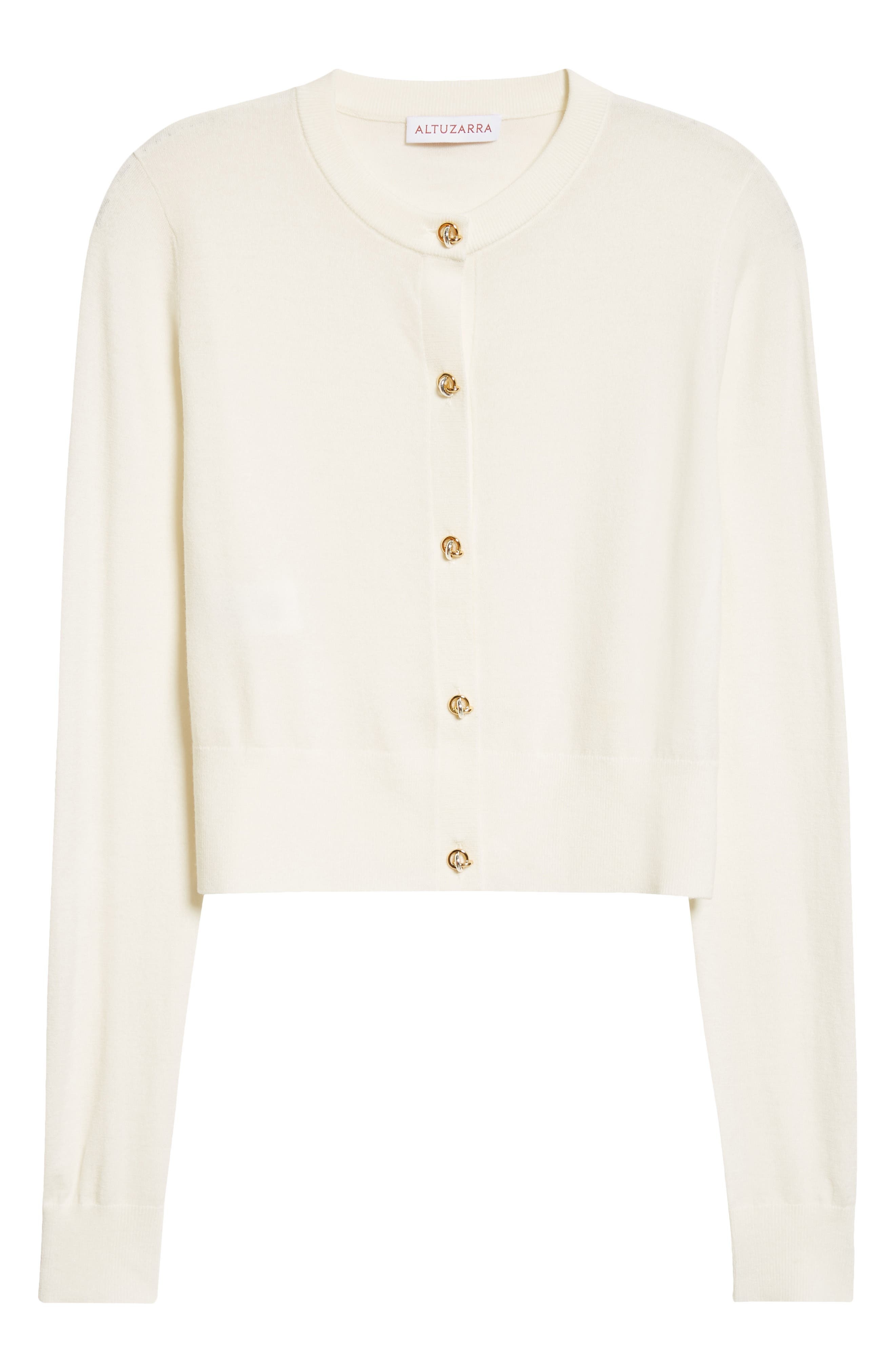 Altuzarra Arlette Merino Wool Blend Cardigan in Ivory at Nordstrom - 5
