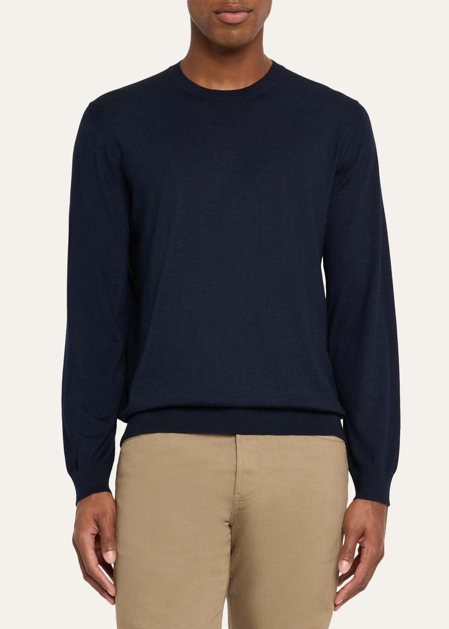 Men's Sottile Wool, Silk and Cashmere Crewneck Sweater - 4