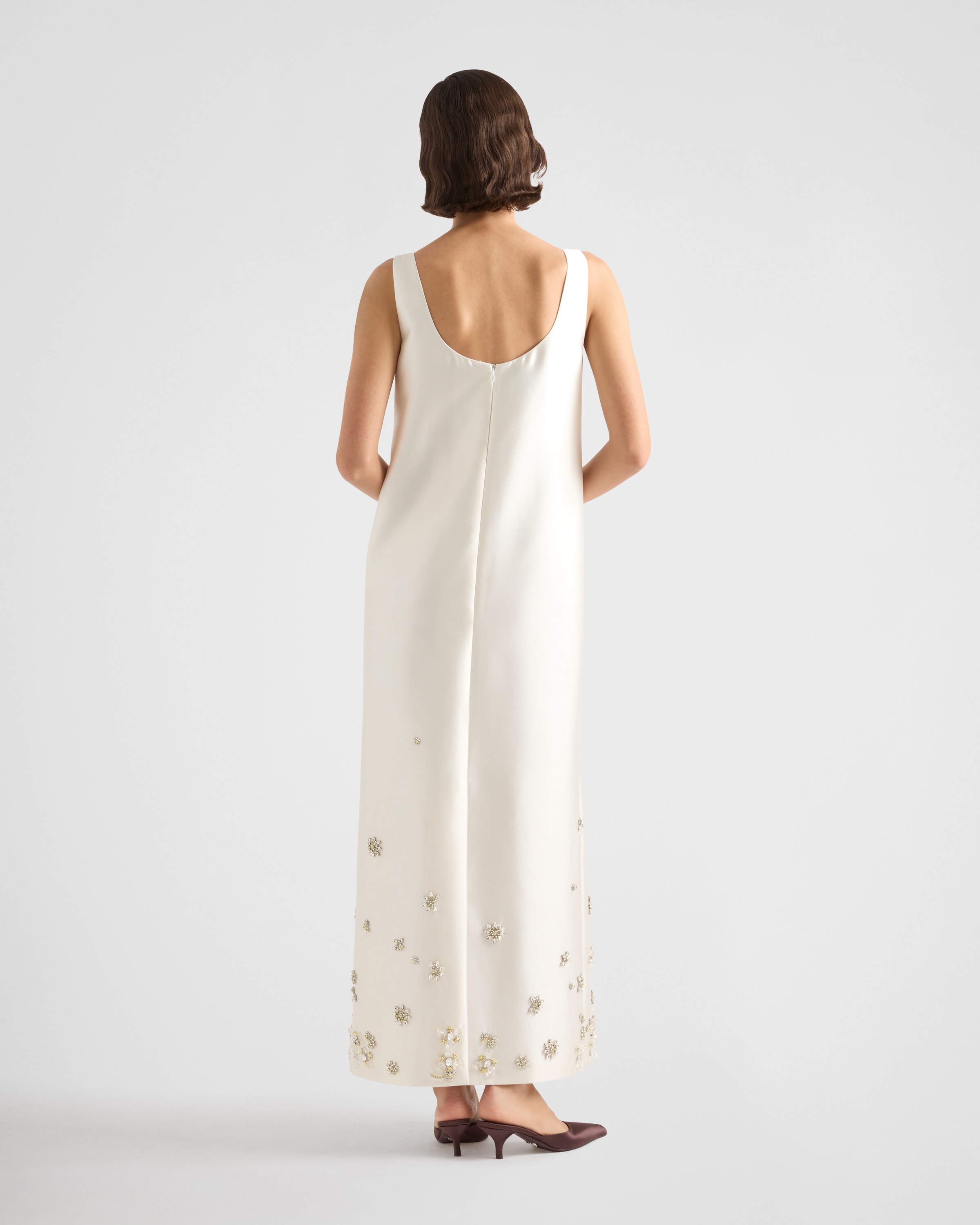 Long embroidered silk and wool dress - 5