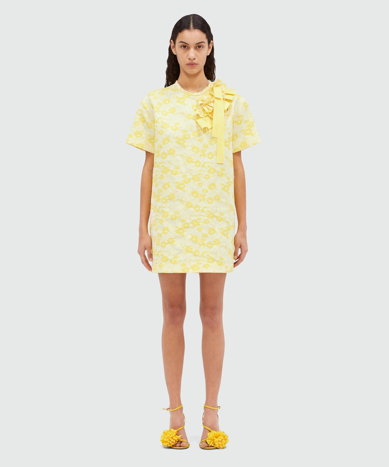 MSGM Short dress in yellow floral jacquard outlook