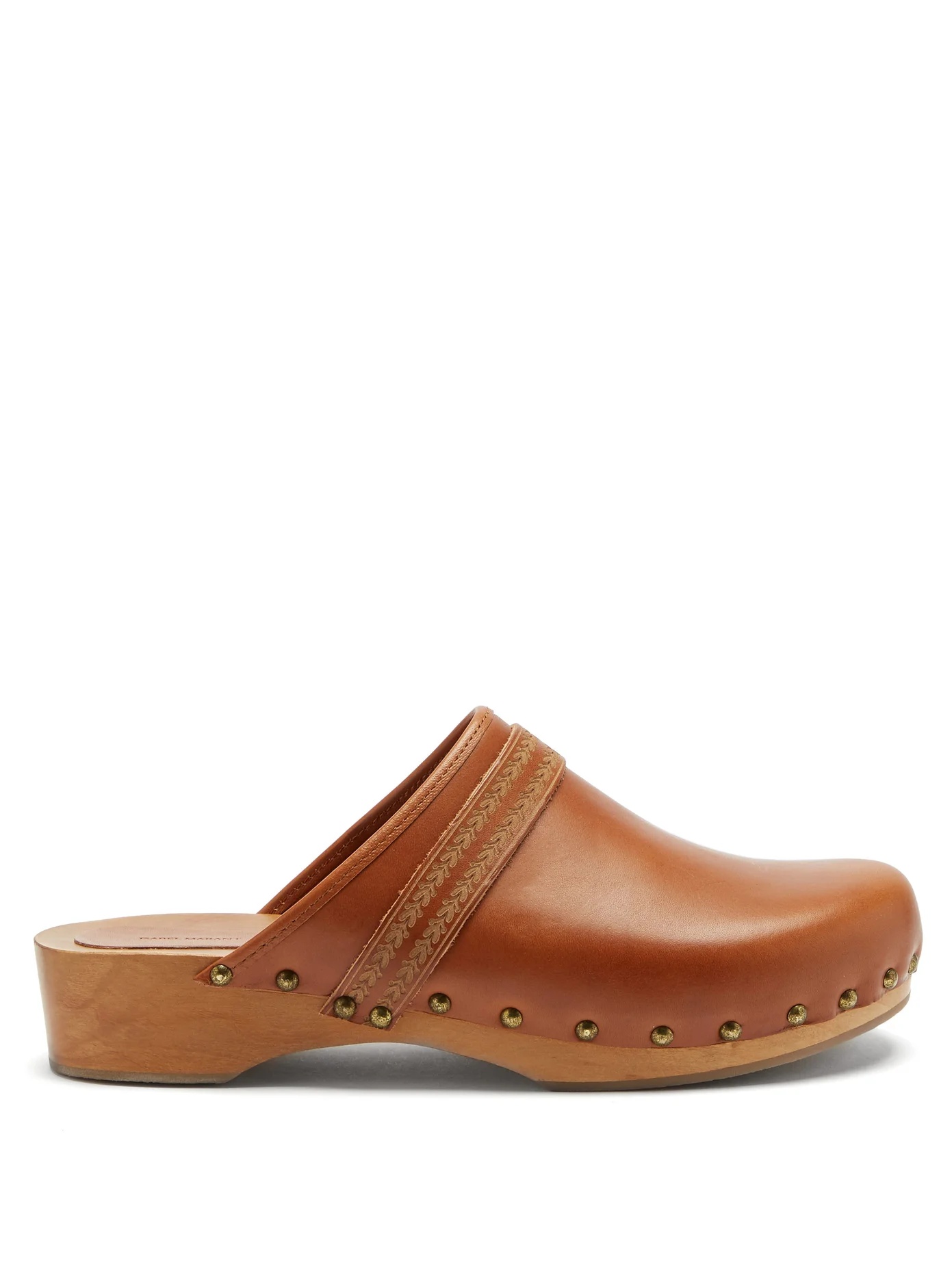 Thalie floral-carved leather clog mules - 1