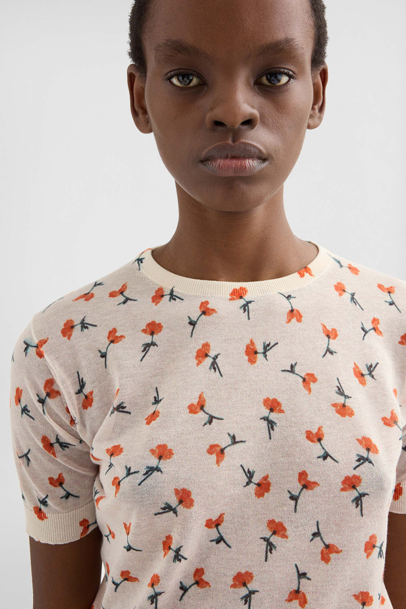 Cotton Blend Printed Knit T-Shirt 4