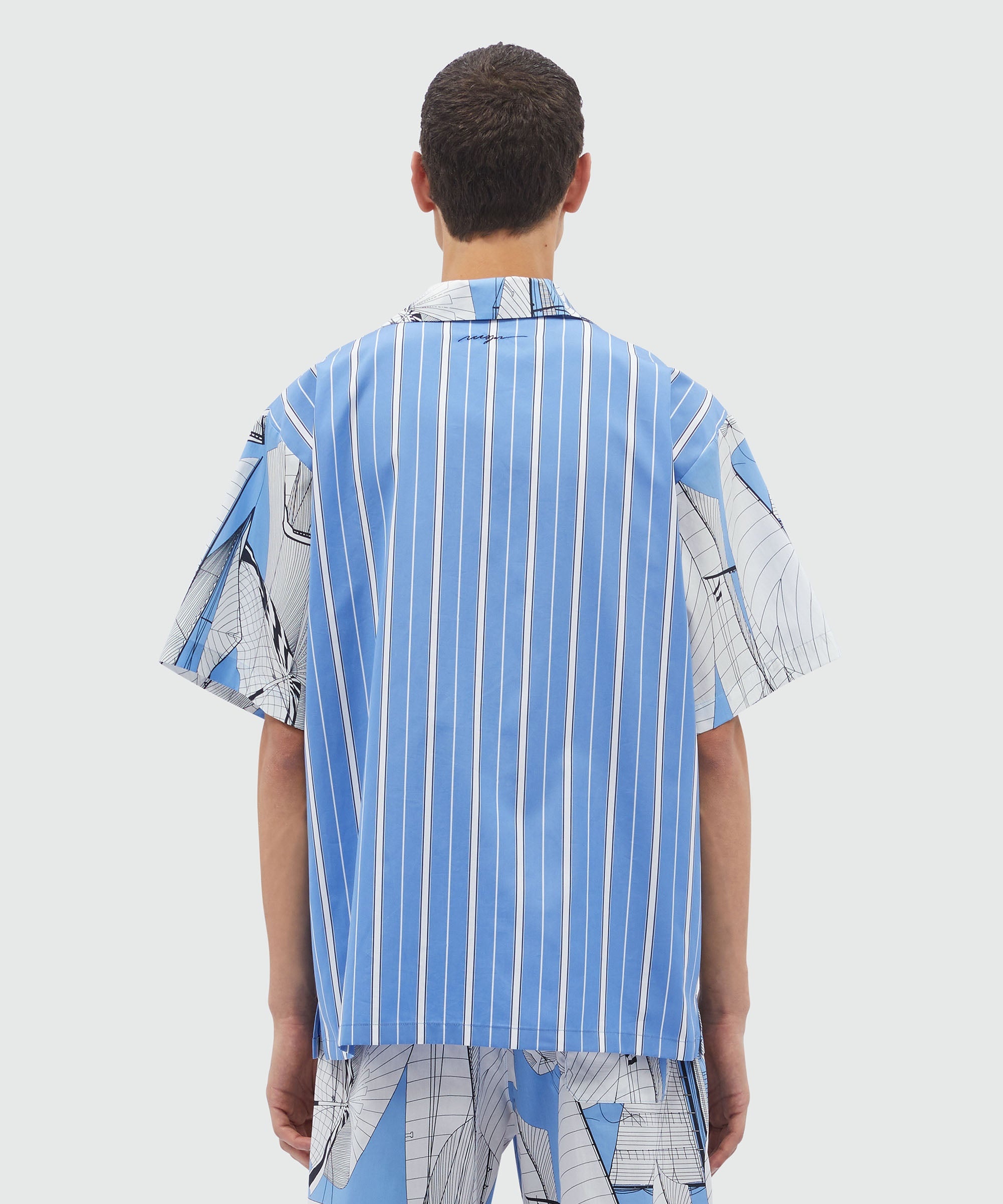Shirt in striped patterned poplin and "Sail race" print - 3