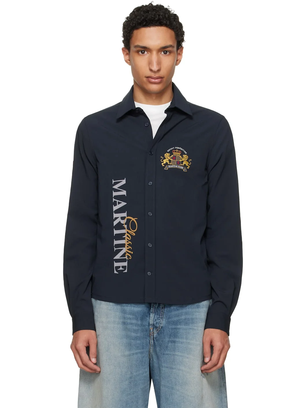 Navy Sleazy Sports Shirt - 1