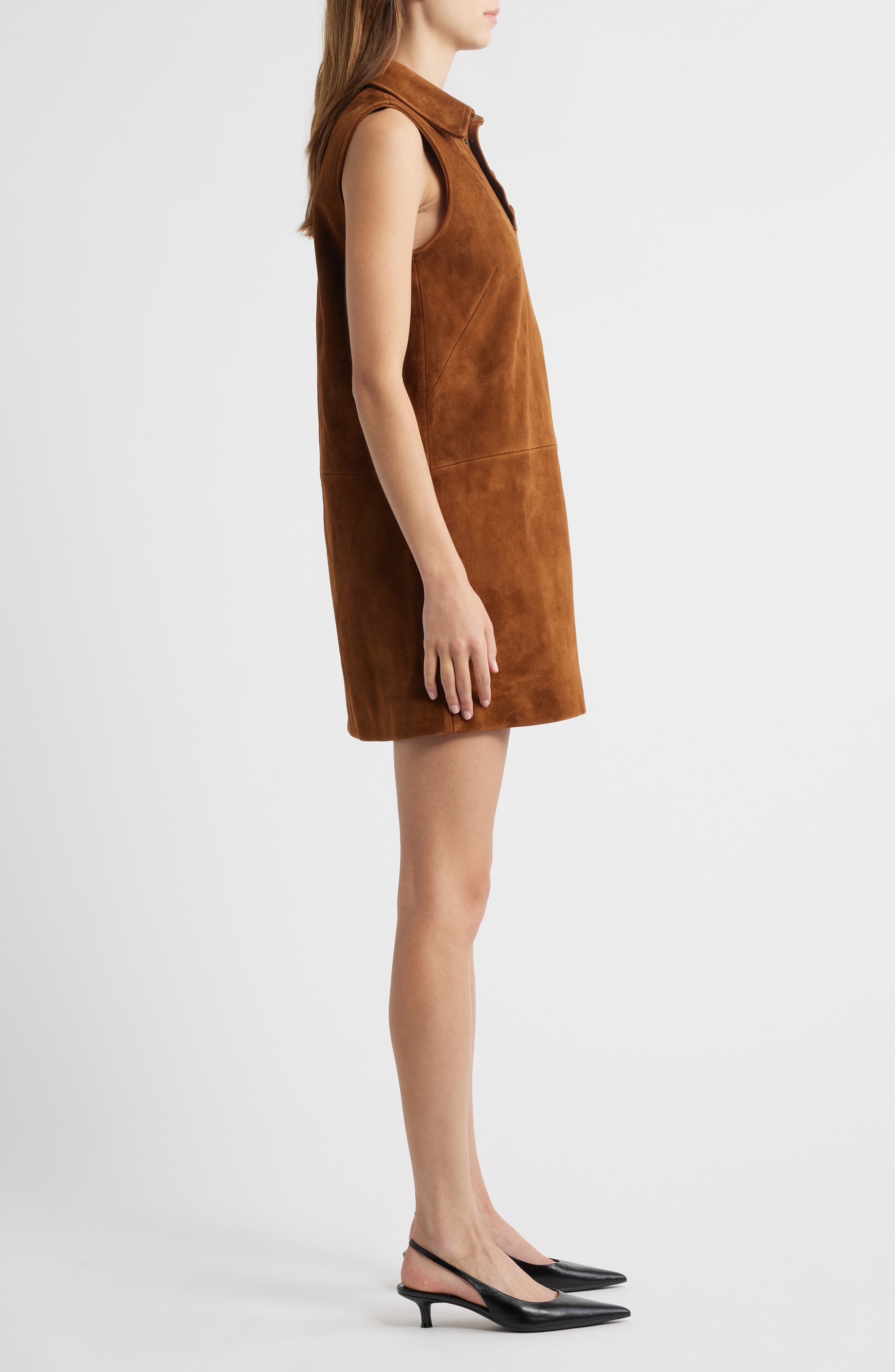 FRAME The City Suede Sleeveless Dress in Sepia at Nordstrom - 3