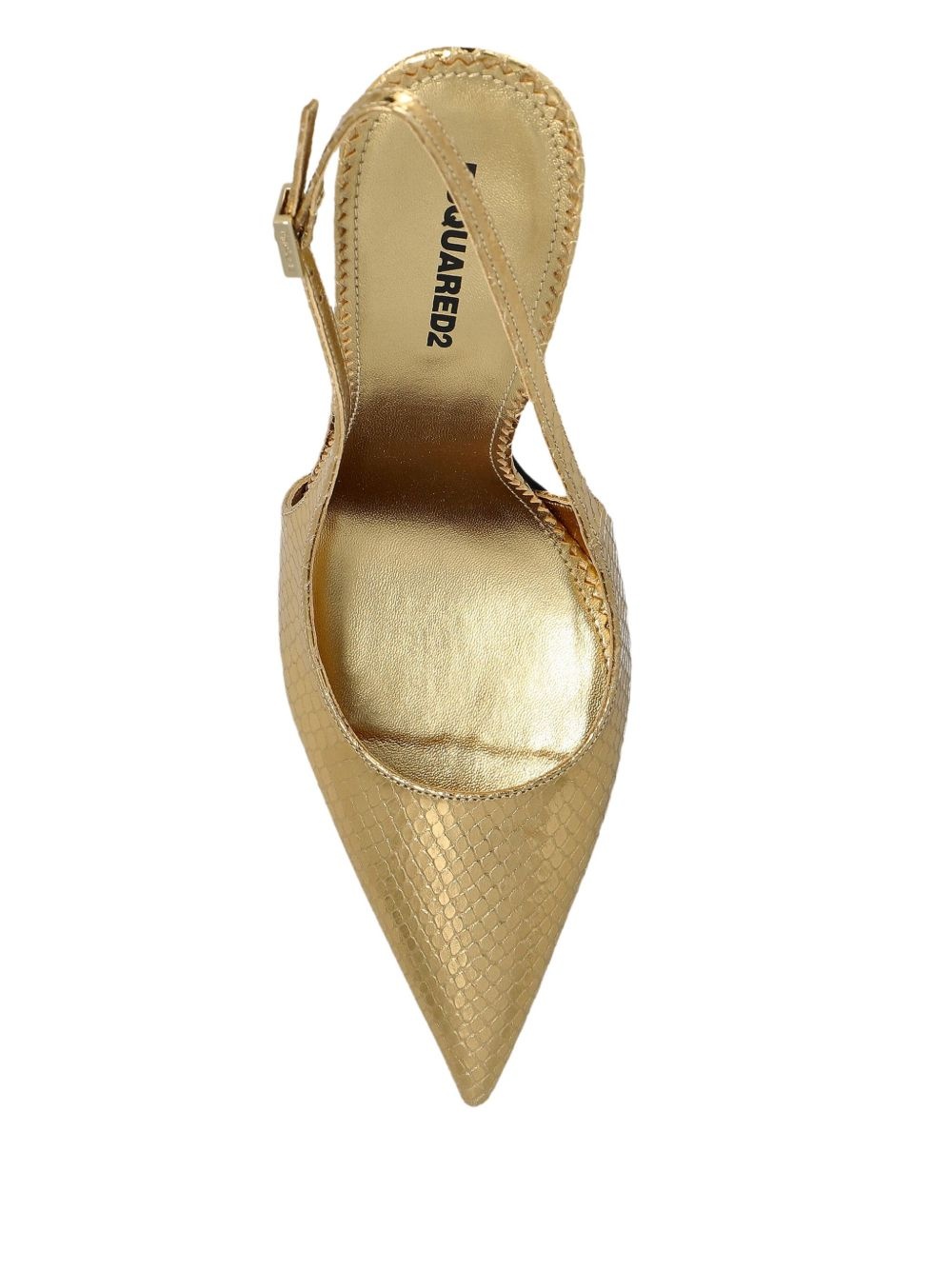 metallic snakeskin slingback pumps - 4