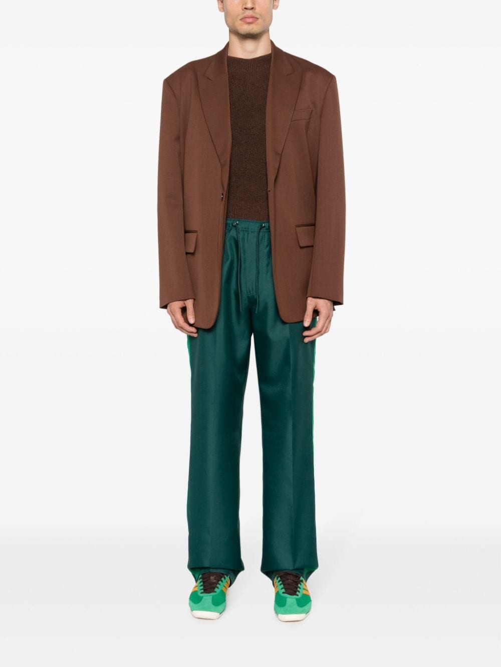 side-stripe drawstring cotton trousers - 2