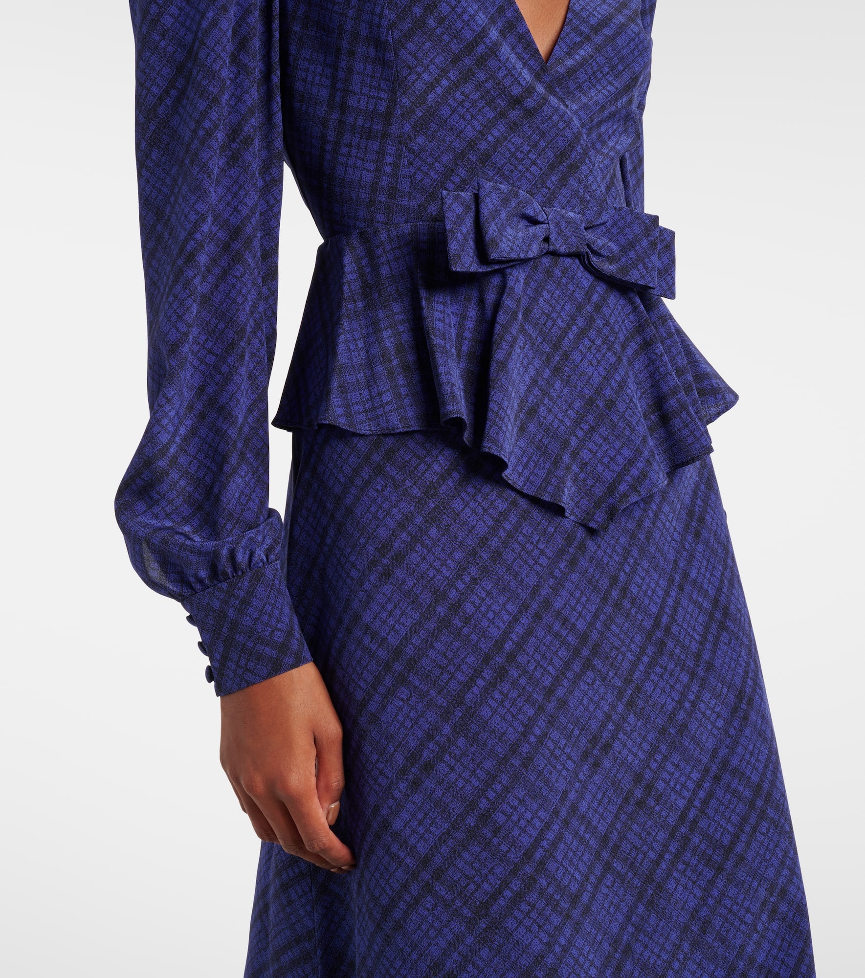 Tartan silk midi dress - 5