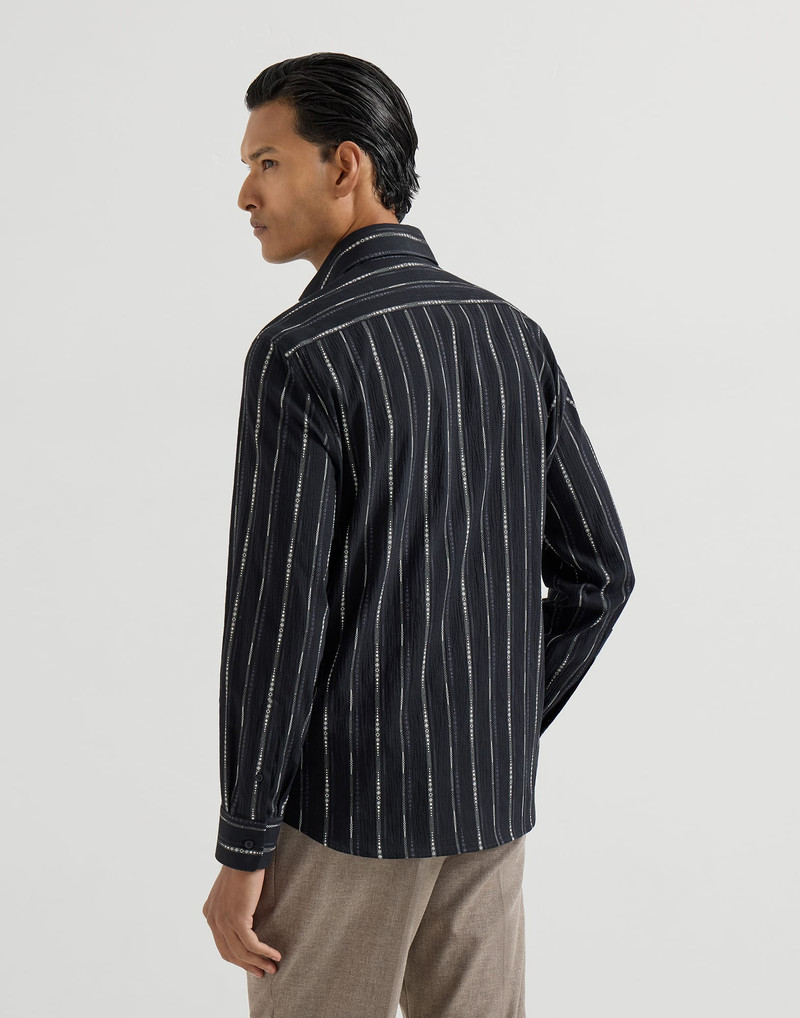 Jacquard seersucker easy fit shirt with spread collar 3