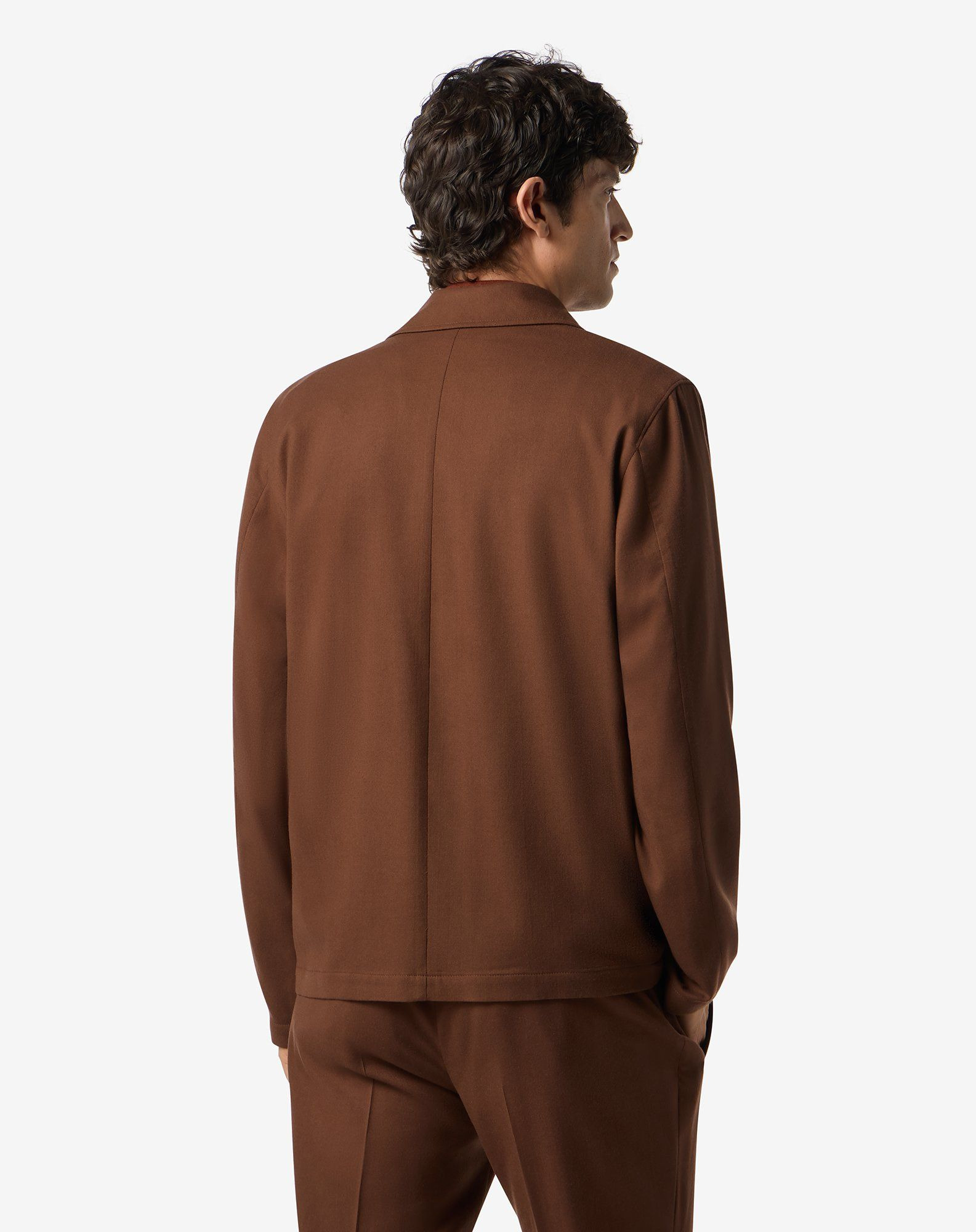 Brown ultra fine 160's wool overshirt - 3