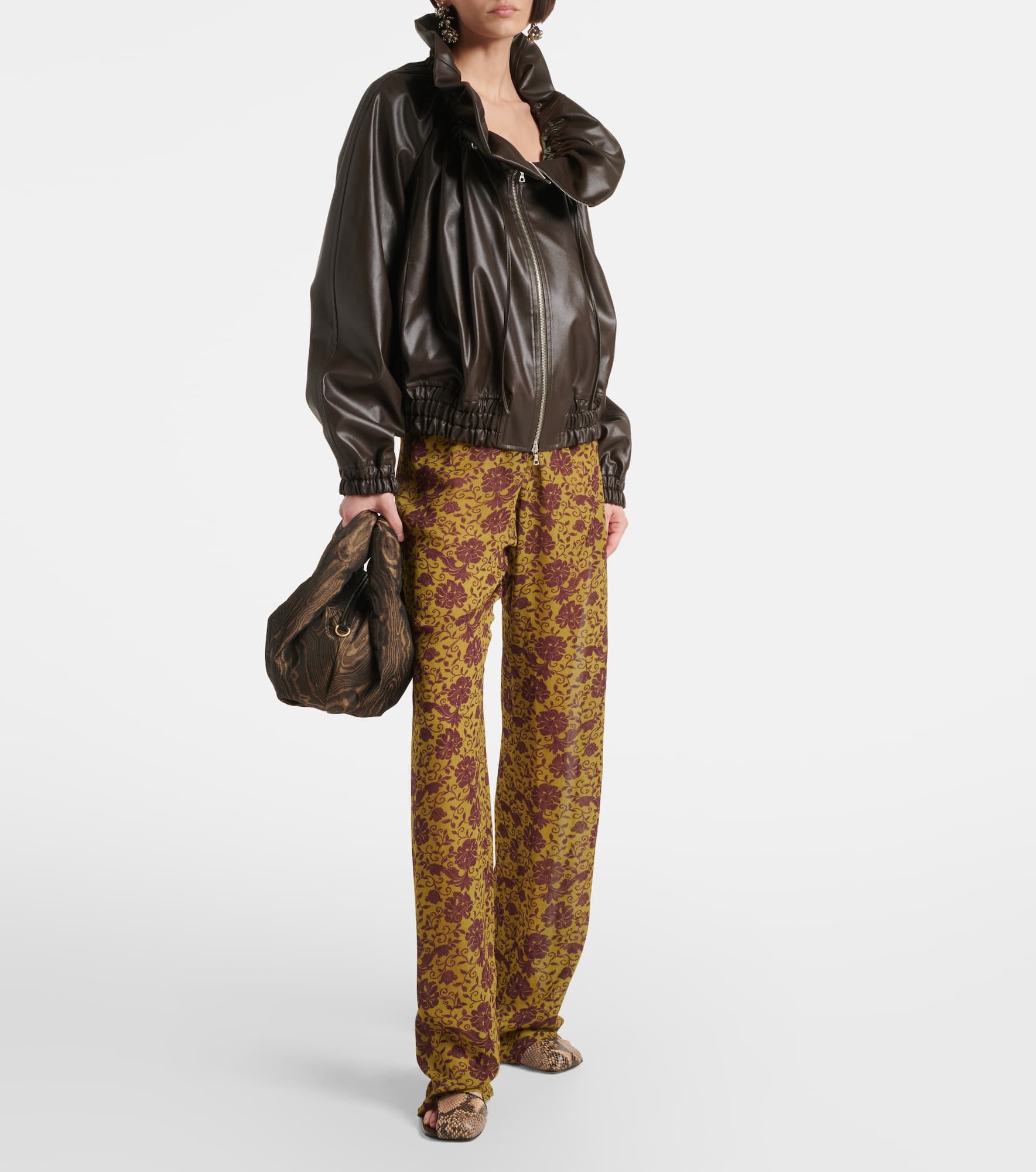 Cocoon gathered satin blouson - 2
